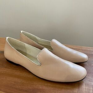 French Sole New York FS/NY Blush Loafer Leather Gold Trim Beige Nude Flats 8.5